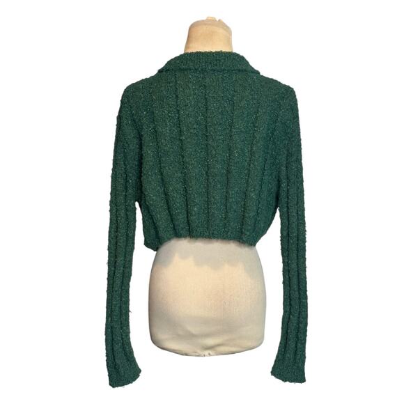 Double Zero green knit long sleeves crop sweater size Medium - Picture 2 of 10